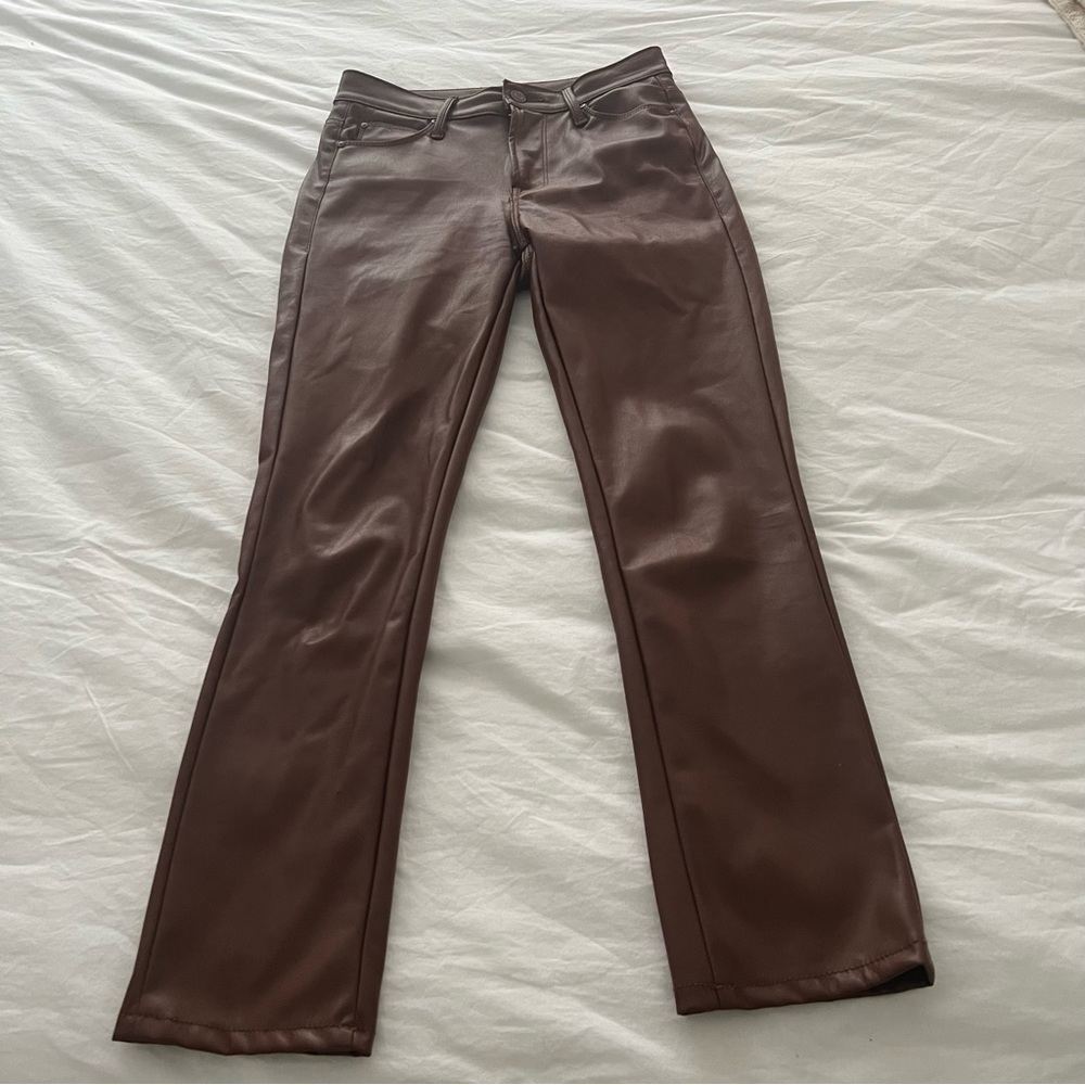 MOTHER - FAUX LEATHER BROWN PANTS